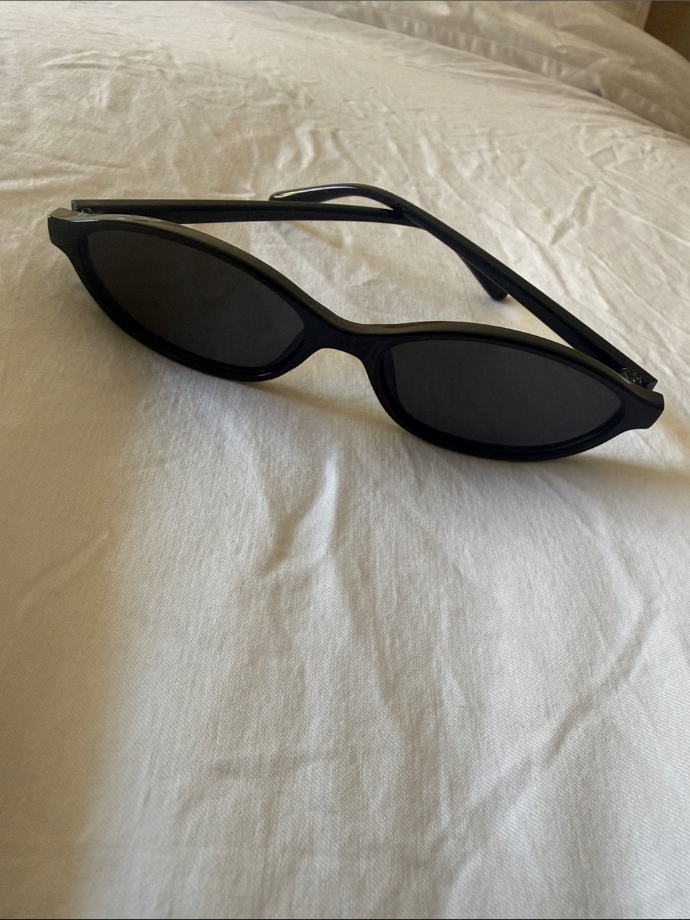 Women’s Black Slim Oval Sunglasses